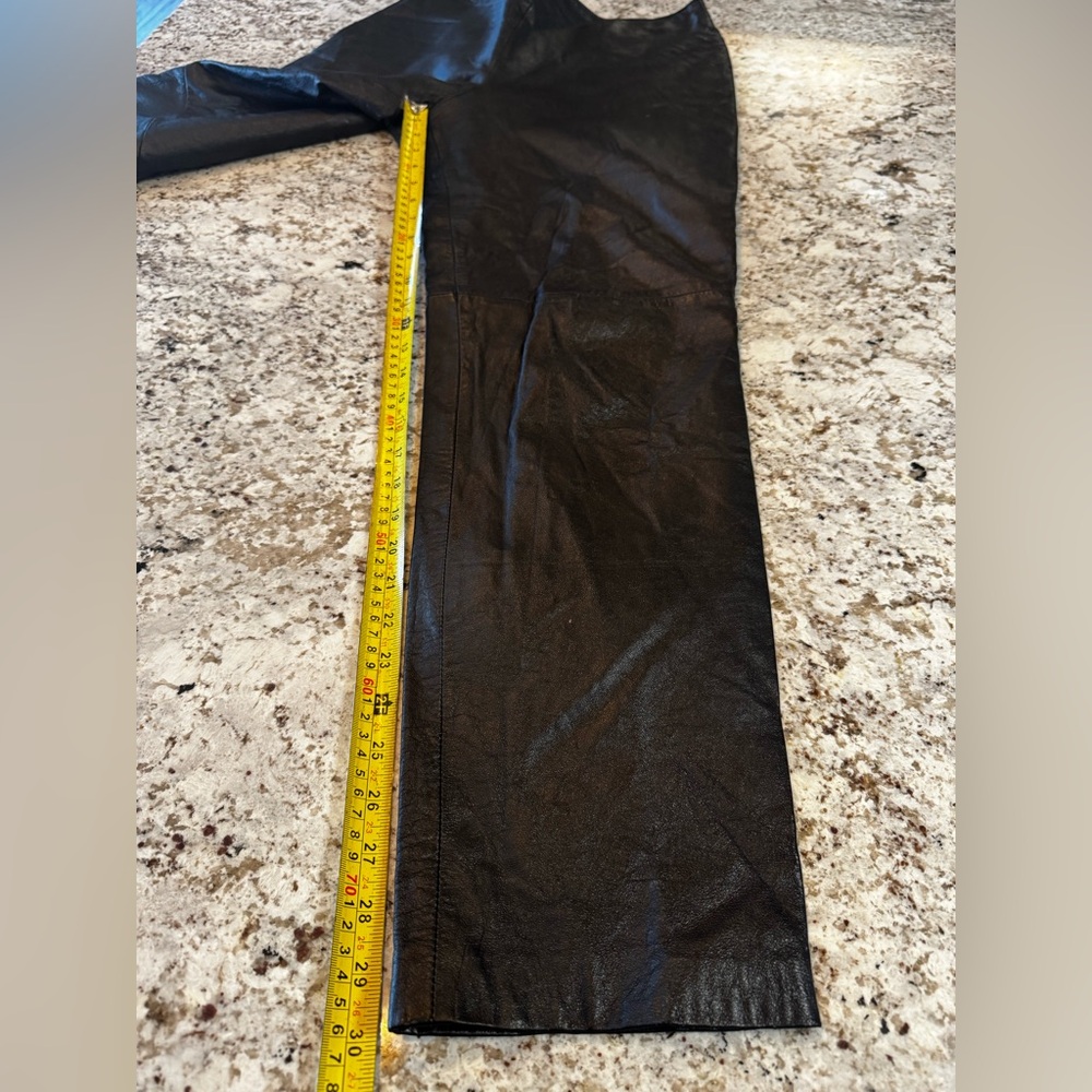 Black Leather Straight Leg‎ Pants - Picture 7 of 10
